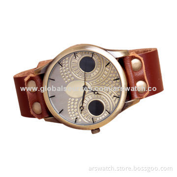 Alloy Case Fashion Watch with Owl Image on Dial, Japanese Quartz Movement